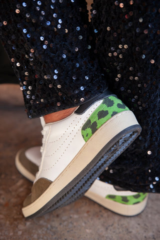 Roma White + Green Leopard