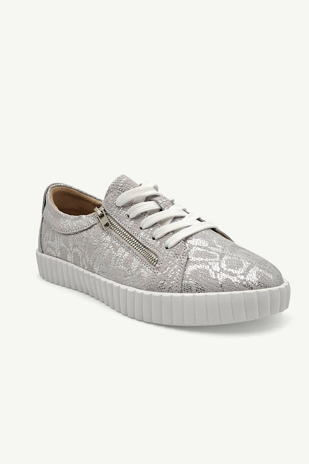 Valentina With Zip Metallic Silver Snake