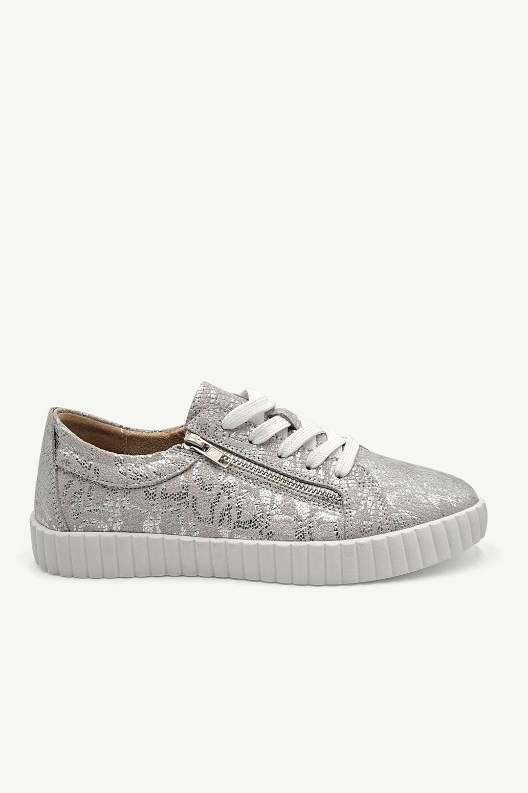 Valentina With Zip Metallic Silver Snake