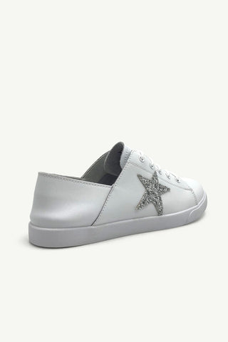 Vicki™ White + Silver Glitter Star